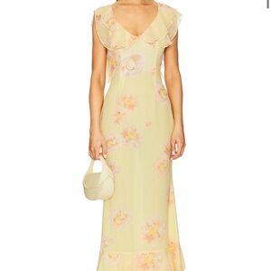 Sau Lee Floral Maxi Dress in Soft Yellow